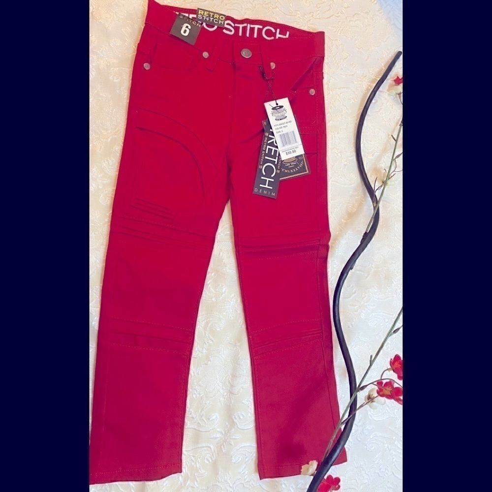 Unisex Retro Stretch Denim Khaki Pants Size 6